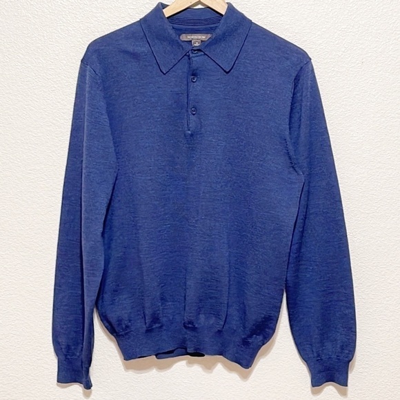 Nordstrom Men 100% Extra Fine Merino Wool Long Sleeve Sweater Shirt Size M - Picture 1 of 12